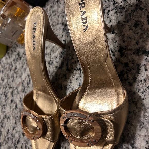 Prada Gold Leather Slide Sandals - Size 38.5 ( US 8.5) - Picture 4 of 6